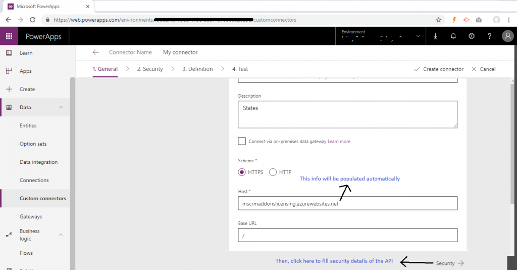 Connect to an API from the PowerApps using the custom connector ...