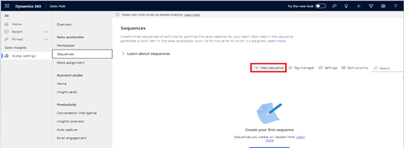 sequence in dynamics 365 sales