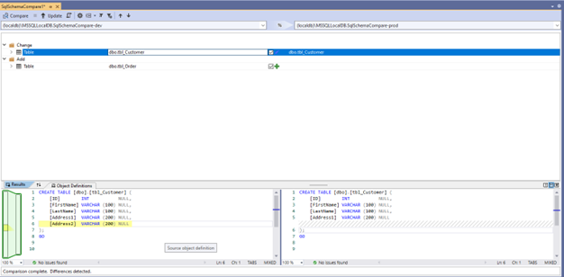 sql scheme compare