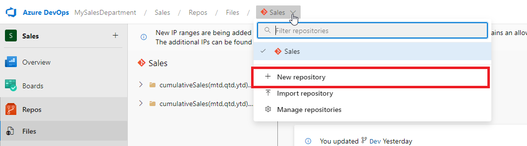 create a remote repository on devops